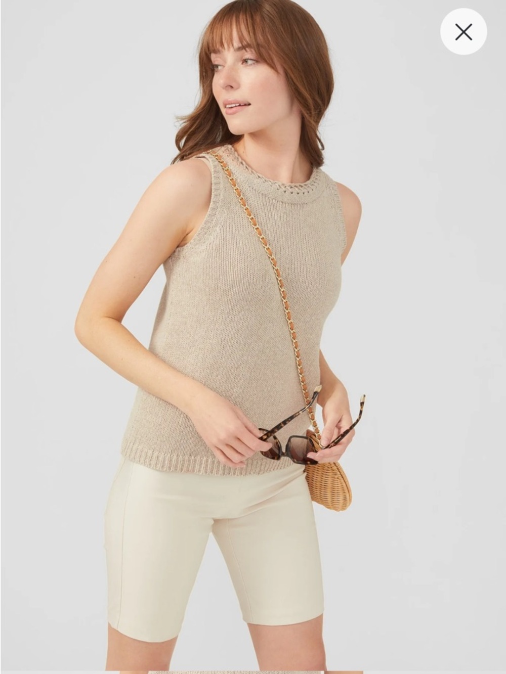 J. McLaughlin Cream High-Waist Bike Shorts
